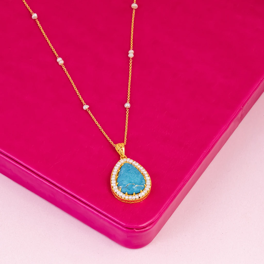 LJ031: Pear Turquoise Necklace